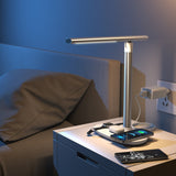 Kolm-ühes QI juhtmevaba laadija, USB-pordi ja hämardusfunktsiooniga LED-laualamp