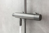 Robinet termostatic pentru baie și duș cu înălțime reglabilă a halatului, gura de scurgere pivotantă și cap de duș "Tropical rain" LEMARK LM3772GM "BRONX"